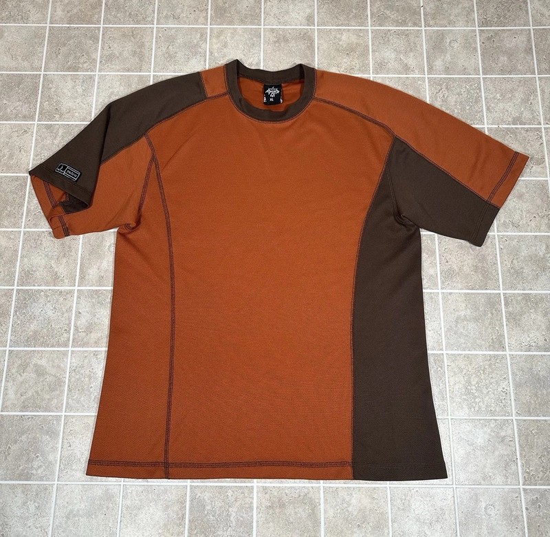Vintage USA Made prAna Breathable Athletic Short Sleeve Tee Shirt Orange Size XL gallery