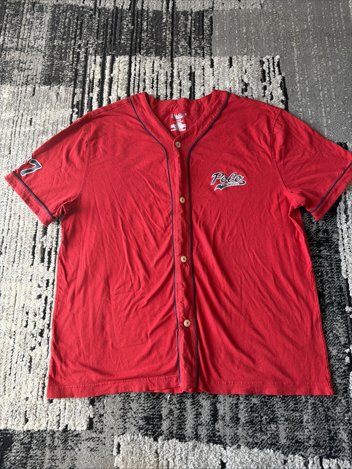 Polo Ralph Lauren Red Base Ball Jersey Size Large gallery