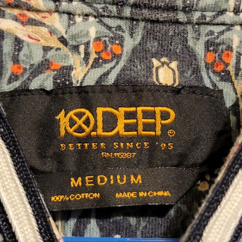 10 Deep Mens Jersey Top Short Sleeve Button Front Floral Size Medium gallery