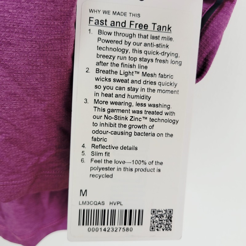 Lululmeon Fast Free Tank Top Heathered Vintage Plum Slim Fit Size Medium gallery