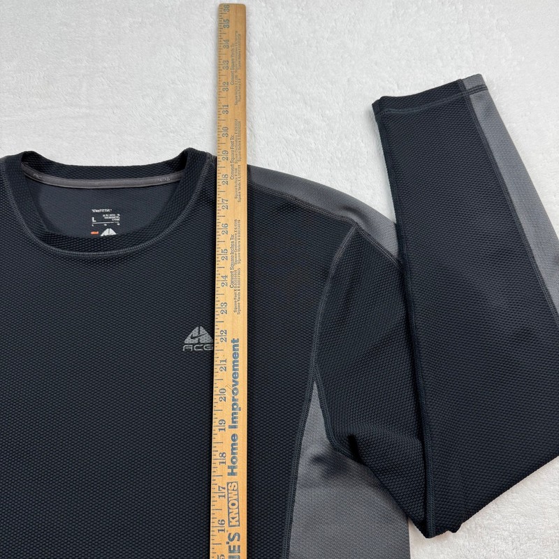 VTG Nike ACG T-shirt Men's size L black grey Fit-Dry long sleeve waffle knit gallery