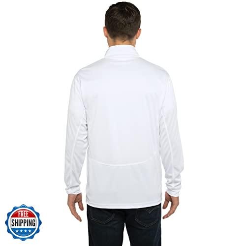 Vantage Apparel Collegiate Men's Micro Mesh White Performance 1/4 Zip Pullove gallery