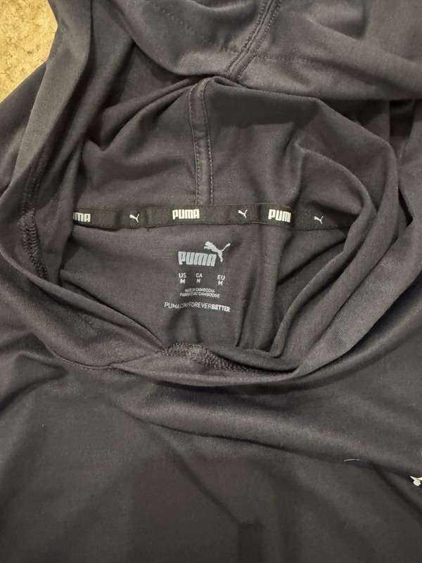 PUMA Men's Pullover Hoodie Black Solid Polyester Long Sleeve Logo Size M gallery