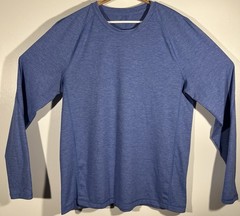 Lululemon Men’s Protean Long Sleeve Heathered Harbor Blue Size XL Stretch