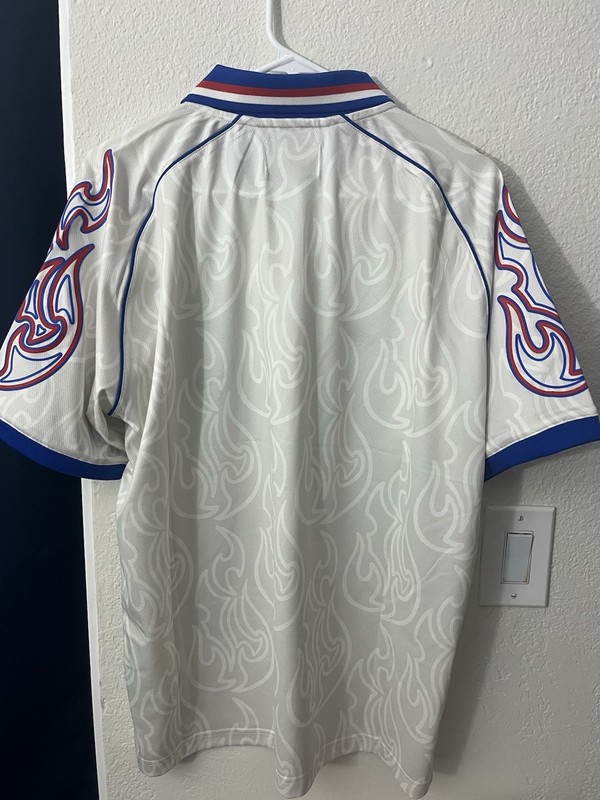 2025 Corteiz Japan Flames Football Soccer Jersey White Size M Medium gallery