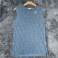 Gymshark Critical Cut Off Sleeveless Tee Men’s Small Gray Activewear Geometric