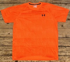 Under Armour T Shirt Mens Size M Orange Heat Gear The Tech Tee Short Sleeve