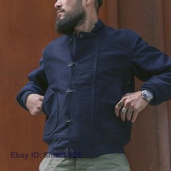 Navy Deck Hook Jacket Vintage Winter Usn Overalls Jacket Dark Blue Fashion New