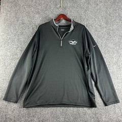Nike Mens XL 1/4 Zip Pullover Black Gray Stretch Long Sleeve First American Logo