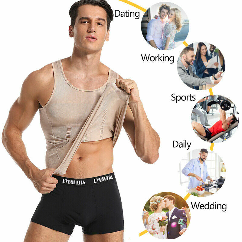 Men Slimming Body Shaper Abdomen Compression Corset Exercise Tank Top Vest Sport gallery