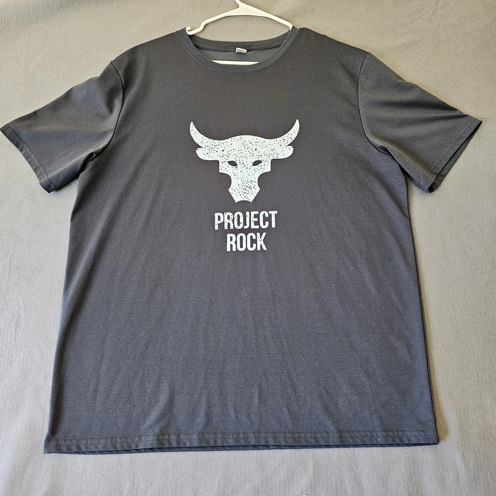 Project Rock XL T-shirt Mens Large Gray Gym Workout Training Front Graphics