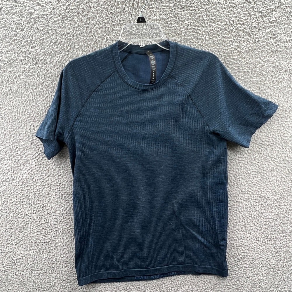 Lululemon Mens Metal Vent Tech Running Shirt M Blue Training Workout Performance