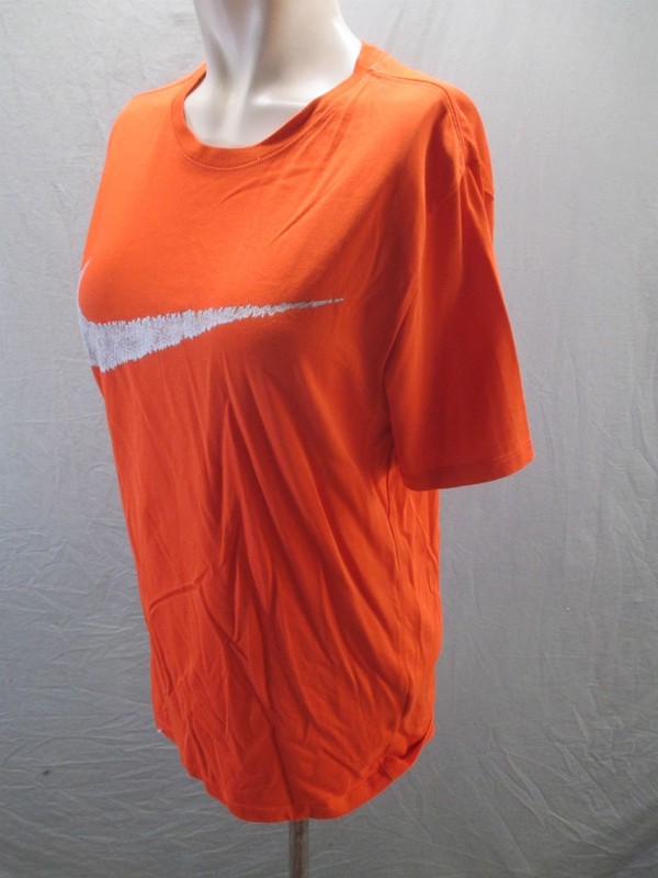 Nike Size M Mens Orange Cotton Blend Short Sleeve Crew Neck Athletic TShirt 011 gallery