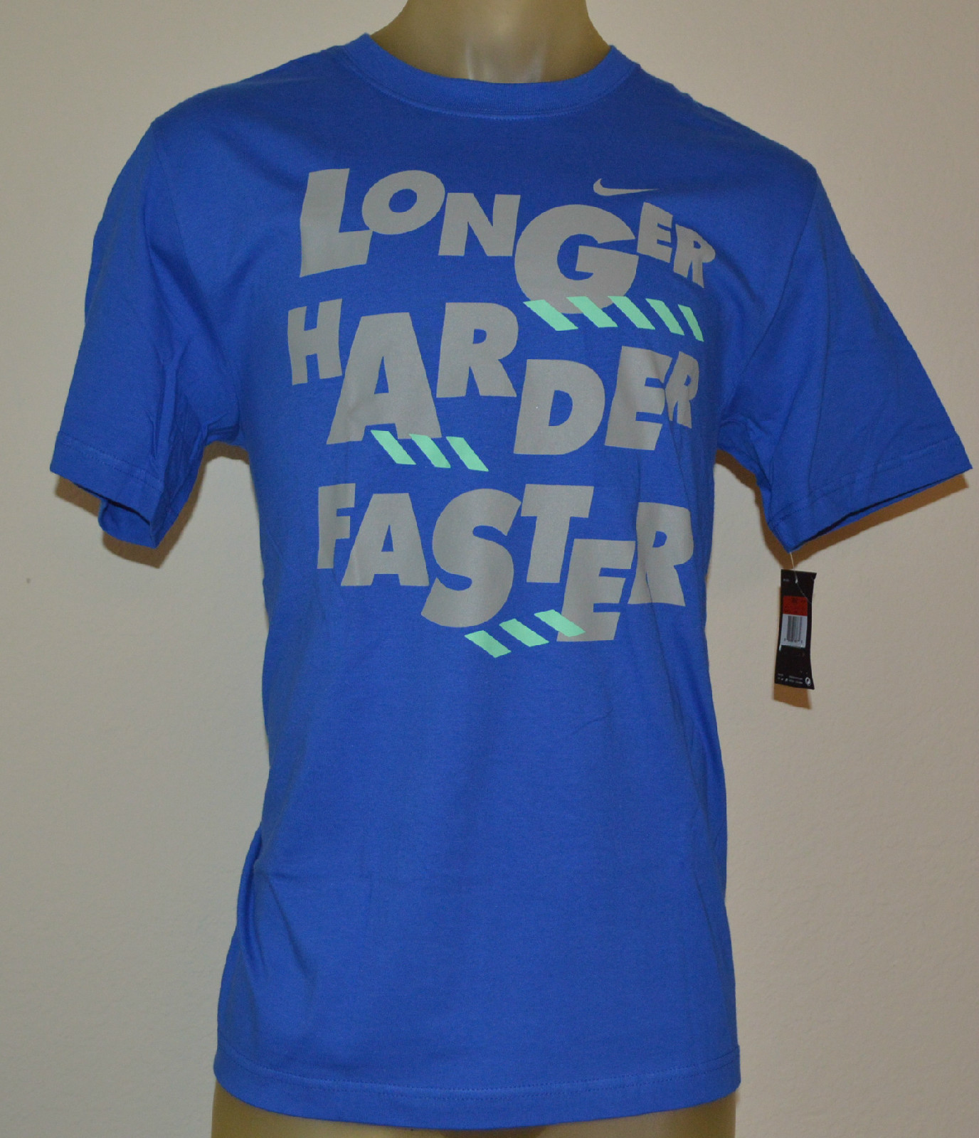 New NIKE LONGER HARDER FASTER RUNNING TRAINING Mens X-LARGE BLUE T-Shirt 698873 gallery