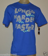 New NIKE LONGER HARDER FASTER RUNNING TRAINING Mens X-LARGE BLUE T-Shirt 698873