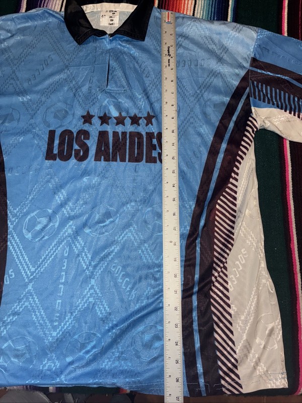 Vintage Los Andes Soccer Jersey #15 Blue Football Shirt Size 40 Made in Mexico gallery