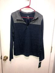 NWT Real Essentials 1/4 Zip Space Dye Long Sleeve Pullover Mens SZ Small Shirt