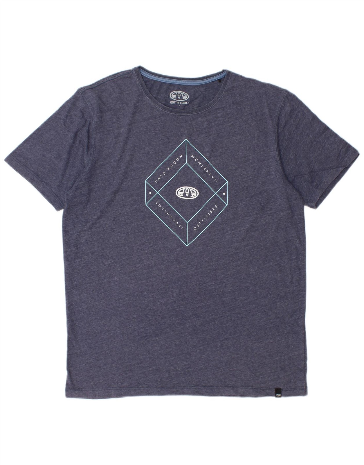 ANIMAL Mens Graphic T-Shirt Top Large Navy Blue Polyester DK13 gallery