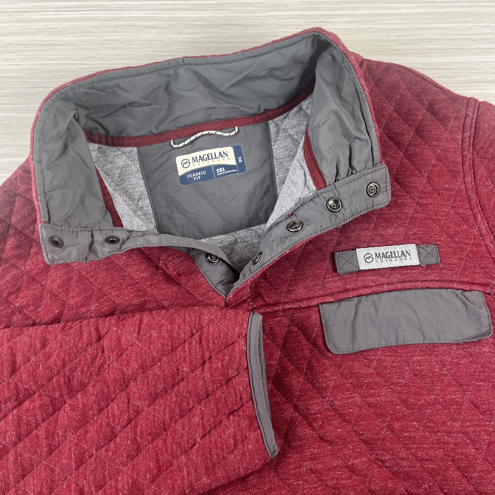 Magellan Campfire Quilted Pullover Sweater Coat 2XL Maroon Red Pockets Flex gallery