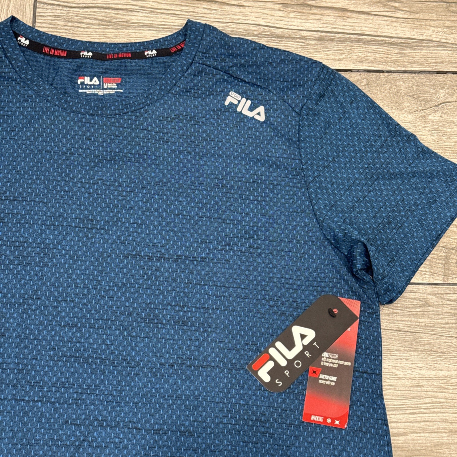 Medium Fila Sport Core Cobalt Blu Space Dye Tru-Dry Workout Tee 2018 Performance gallery