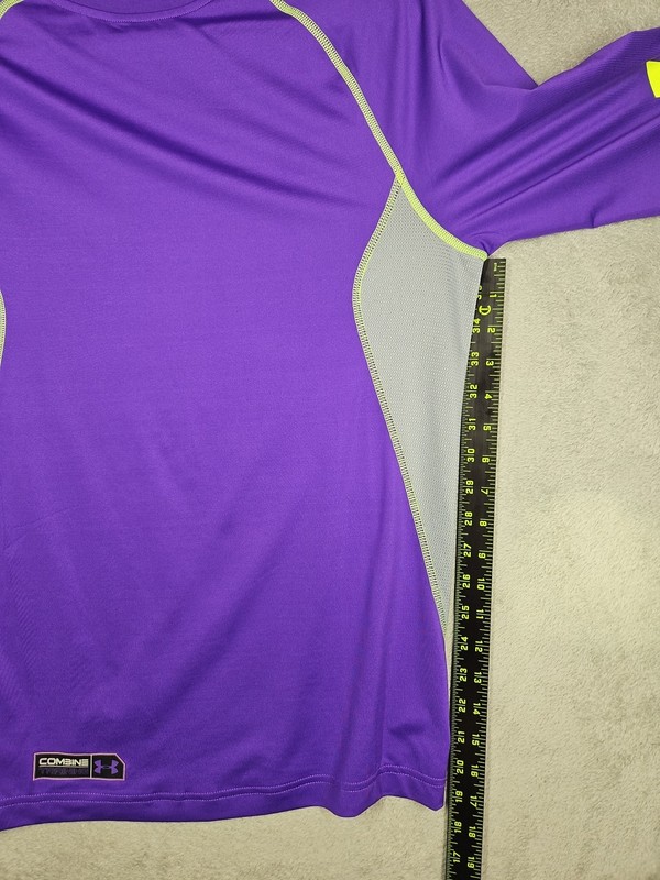 Under Armour Combine Training Compression Purple,Gray,Neon Green Trim Shirt Sz L gallery