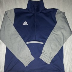 New Adidas Men’s M Blue/Gray Colorblock 1/4 Zip Mock Neck Pullover w/ Pockets