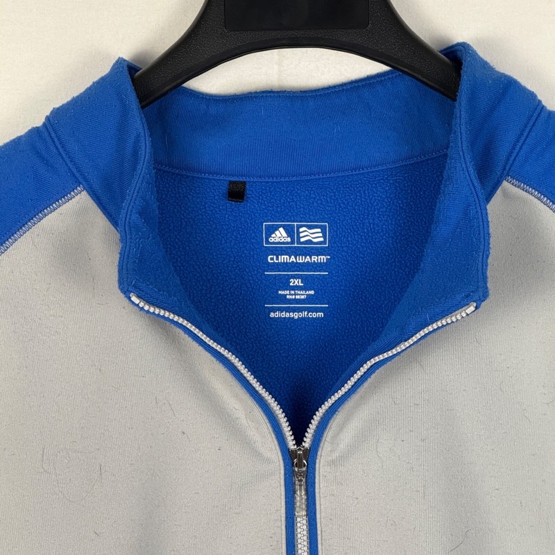 Adidas Golf 1/4 Zip GorpCore Mid-weight Pullover Gray/Blue 2XL NormCore Logo gallery