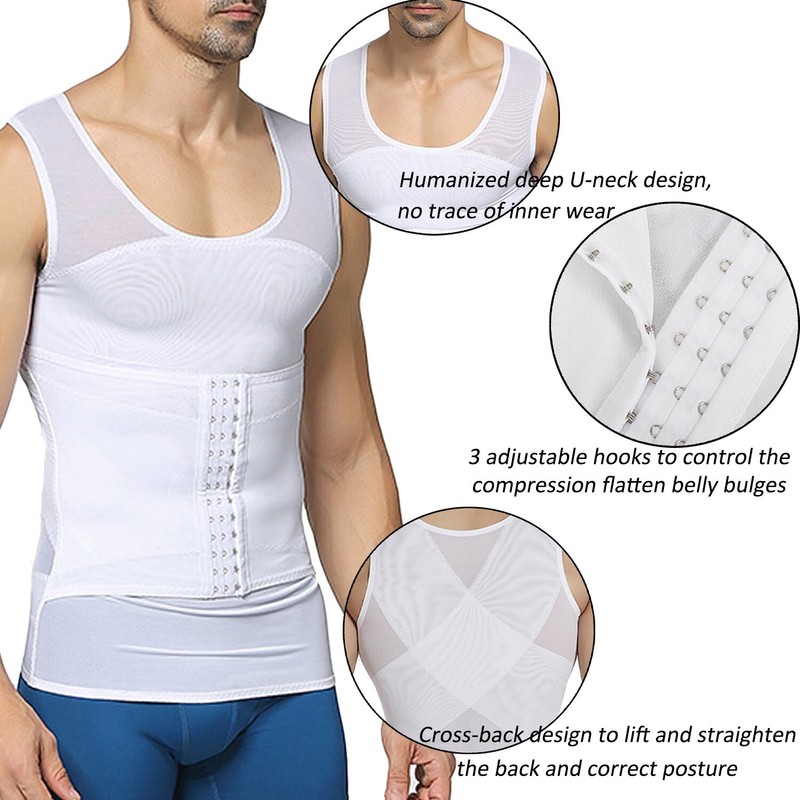 Men's Slimming Body Shaper 2 IN 1 Waist Trainer Tank Top Compression Tummy Vest gallery
