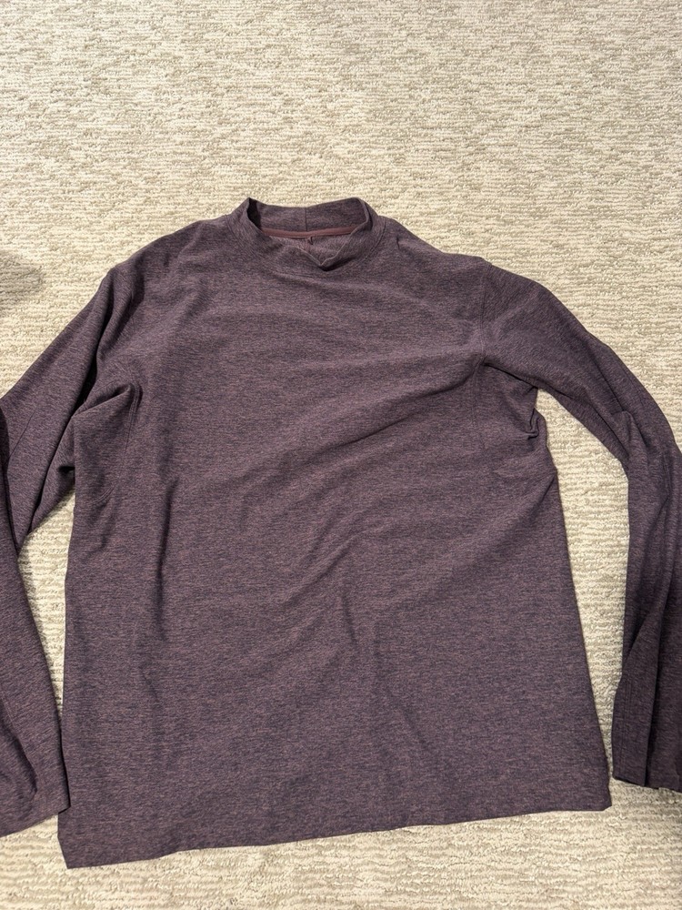 Lululemon Rulu Mock Neck Long Sleeve Shirt Heathered Arctic Plum Large