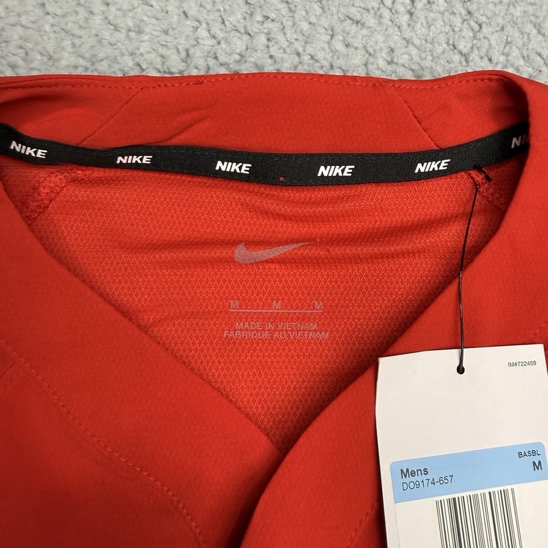 Nike Pullover Mens M Red White Baseball Performance Pregame Top DO9174-657 gallery
