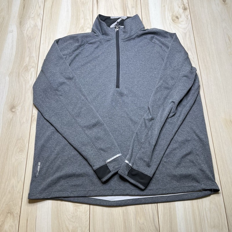 Zero Restriction 1/4 Zip Pullover Sweater Logo Embroidery Gray Men Size Large gallery