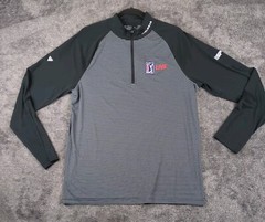 Levelwear Polo Shirt Mens Medium Performance ESPN+ PGA Tour Live Long Sleeve