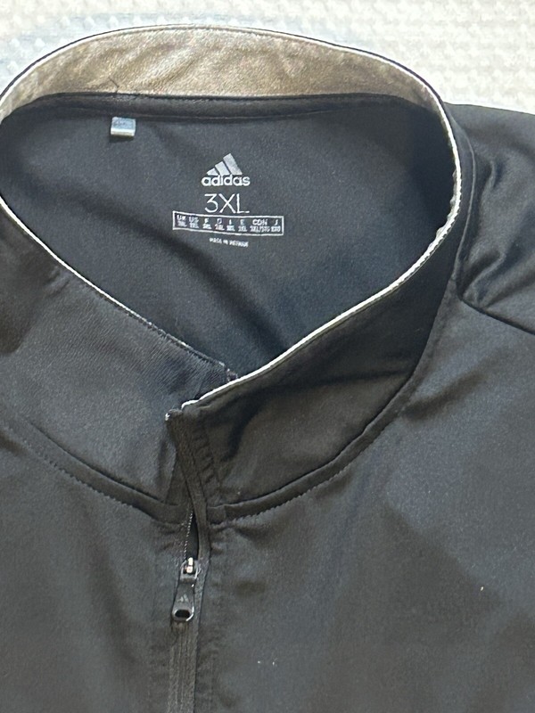 ADIDAS - Men’s Size 3X (56”) - Pullover 1/4 ZIP Black - White - Gray - Pockets gallery