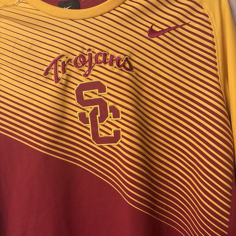 Nike Dri-FIT USC Trojans Men’s L Long Sleeve Crew Neck Raglan Tee Red/Gold gallery