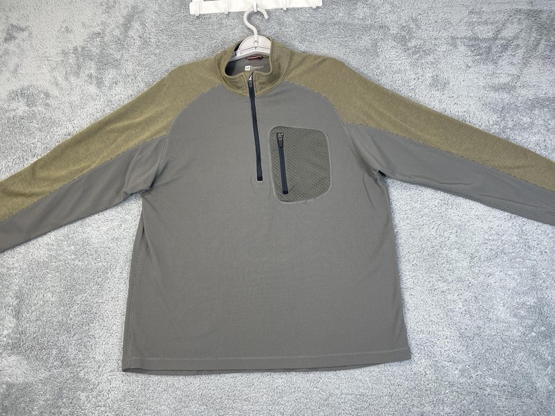 GAP Pullover Mens Large Gray Green Quarter Zip Athletic Fit Nylon Pocket Tech gallery