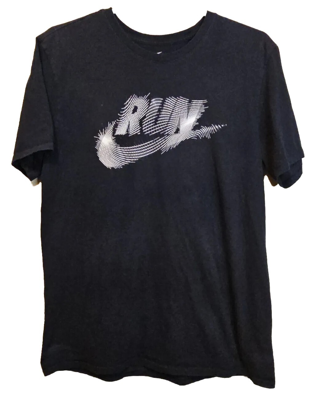 Nike Run T Shirt Athletic Cut Logo Swoosh Printed Active Black Pattern Mens M gallery