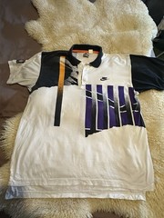 Nike Challenge Court Agassi 1990 US Open Tennis Purple Polo Large