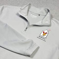 Columbia Golf Pullover Mens Large Gray 1/4 Zip Mock Neck Grampy’s RMHC Graphic
