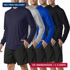 5-Pack Mens UPF 50+ Sun-Protection Hoodies – UV Lightweight Fishing Shirts Long