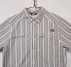 The North Face Men’s L Fishing Hiking Vented SS Brown Orange Plaid Outdoor Shirt