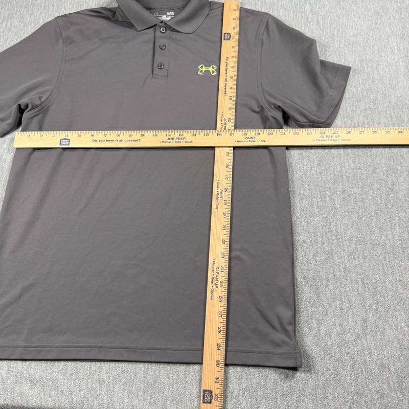 Under Armour Polo Mens L Gray Heatgear Loose Fit Short Sleeve Golf Athletic Shir gallery