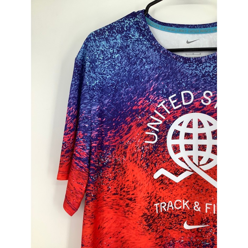 Nike Men's L Blue USA Miler Dri FIT Short Sleeve Running Athletic T-Shirt L18-12 gallery