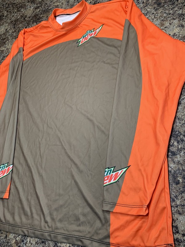 Mountain Dew Shirt Mens Large Orange Long Sleeve Officially Licensed Made in USA gallery