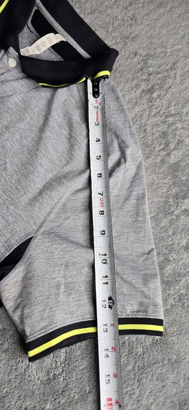 Lululemon Polo Shirt Mens Large Gray Black Yellow S/S Performance Athletica gallery