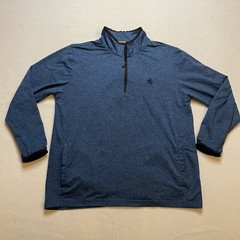 Rugby University Pullover 1/4 Zip Mens Large Long Sleeve Blue Embroidered Crest
