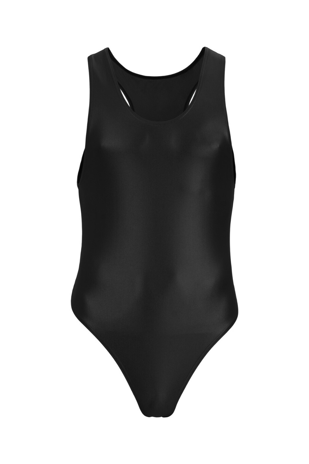 Men's wetlook string body boxer shine stretch shiny elastic skin tight Black gallery