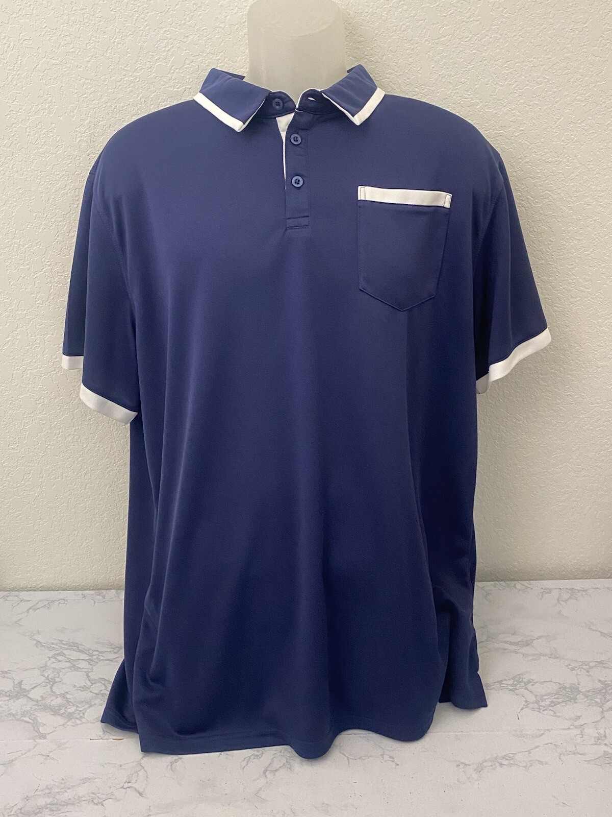 Liberty Pro Mens Athletic Polo Shirt Sz XL Blue Golf Pocket Moisture Control P gallery