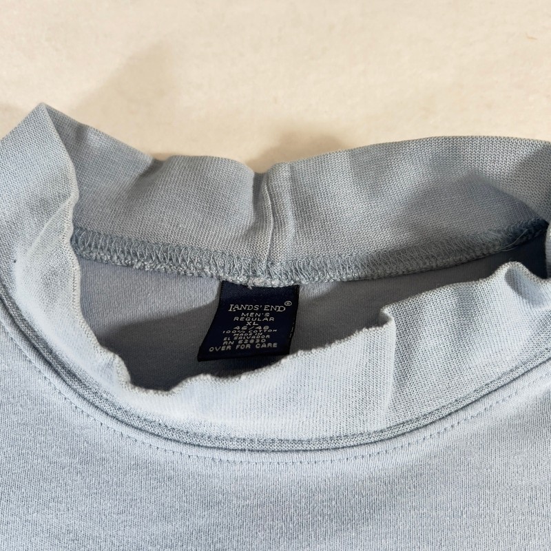 Lands' End Mock Neck Base Layer Men's XL Reg 46/48 Powder Blue Skiing Winter gallery