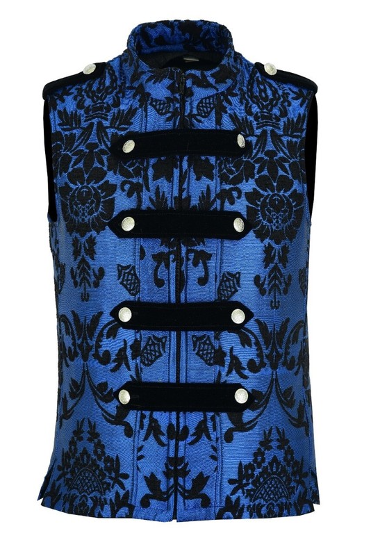 HANDMADE BLUE VEST GOTHIC JACKET MILITARY UNIFORM ROCK BAND VEST GOTH STEAMPUNK gallery