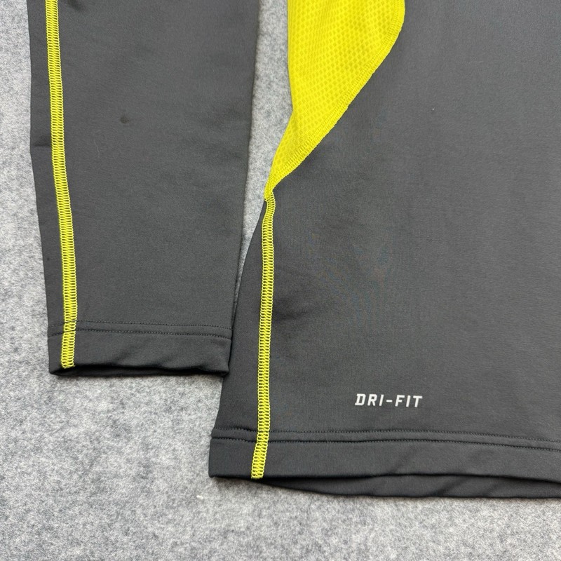 Nike Pro Combat Hyperwarm Compression Shirt L Fitted Dri-Fit Neon Yellow Gray gallery